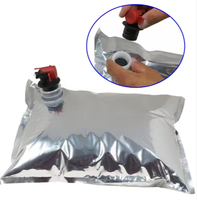 Sacs Mylar en aluminium de qualité alimentaire en stock, sacs aseptiques à fond plat de 1,5 L, 3 L, 5 L, 10 L, avec valve, impression par tampographie, thermoscellables pour jus et vin