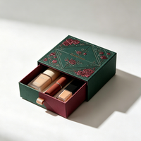 Boîte rigide coulissante en similicuir texturé floral personnalisée avec tiroir pour crème pour les mains, bijoux, coffret cadeau