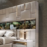Lit double en cuir italien haut de gamme, grand format, pour chambre principale, design de villa, en cuir de vachette première couche, lit de mariage