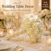 Luxe rozen bruidsboeket met parelketting, handgemaakte kunstbloem, bruiloft ceremonie, Valentijnscadeau, handbloem