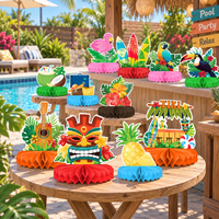 12 pièces de décorations de fête Luau, centres de table en nid d'abeille hawaïens, décorations de table tropicales pour les fournitures de fête estivale à la plage ou à la piscine