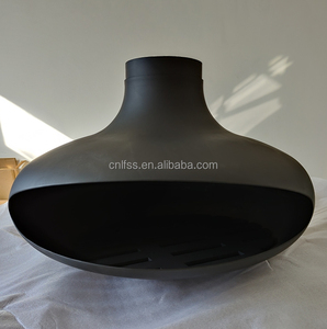 Cheminée suspendue au design moderne, poêle à bois suspendu au plafond pour chauffage intérieur/extérieur, acier noir - Product Image 5