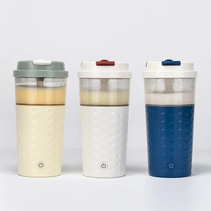Bouteille de shaker électrique portable réutilisable de 500 ml, couleur <span class=keywords><strong>blanc</strong></span> ivoire/jaune amande/bleu de Prusse, pour milkshake/<span class=keywords><strong>café</strong></span> - Product Image 4