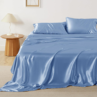Ensemble de draps de lit en soie satinée 1800 microfibre extra douce et lisse noir avec finition soyeuse Technique tissée