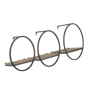Mensole da parete con struttura in legno e metallo per decorazioni domestiche, organizer da appendere per soggiorno, camera da letto, ufficio - Product Image 3