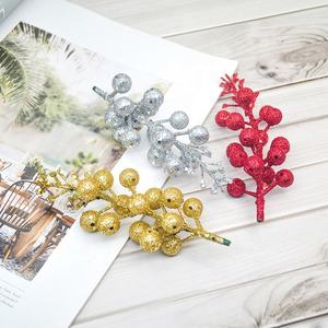 Nouveaux accessoires de noël décoration de la maison fruits rouges artificiels pics de baies Simulation mousse paillettes branches de baies rouges - Product Image 4