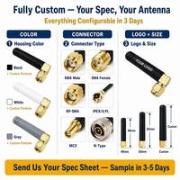 Antena WiFi Mini Personalizada de Doble Banda 2.4GHz 5.8GHz, Conector SMA Macho en Ángulo Recto, Antena de Goma de 2dBi, Fabricante OEM