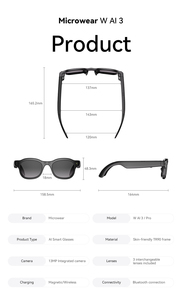 Lunettes intelligentes IA avec caméra HD 4K, batterie 300 mAh, protection anti-lumière bleue, caméra anti-tremblement 800W, double microphone à réduction de bruit - Product Image 6