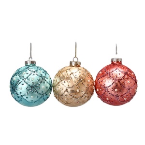 Boule placage <span class=keywords><strong>de</strong></span> paillettes, verre <span class=keywords><strong>personnalisé</strong></span> coloré, à suspendre, pour noël - Product Image 1