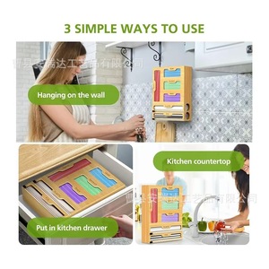 Wall Mounted Food <b>Storage</b> <b>Box</b> For Cling Film Plastic Wrap Aluminum Foil <b>Kitchen</b> Organizer Rectangle With Cutters And Labels - Product Image 3