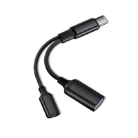 Adaptor USB C ke USB OTG 2 dalam 1, kabel adaptor dan kabel pengisi daya dengan pengisian daya PD 60W, adaptor wanita untuk iPad Pro,Samsung,iPhone 16 15