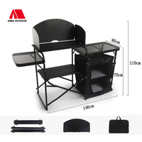 Nouvelle station de cuisson portable en aluminium avec sac de rangement pliable pour le camping, table de cuisson mobile pour l'extérieur