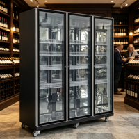 Congélateur vitrine commercial YUJIA à 3 portes, sans givre, vertical, en verre, pour supermarché et vente en gros