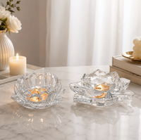 Porte-bougie en verre Fleur de Lotus de Luxe - Décoration Zen Élégante pour la Maison et Centre de Table de Mariage