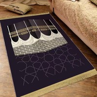 Tapis de prière musulman en gros en raschel noir et or imprimé mosquée Sejadah pour revendeur e-commerce, boutique en ligne, cadeau Ramadan Aïd
