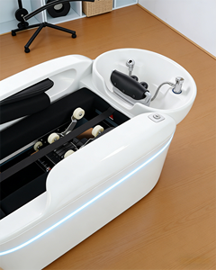 Fauteuil de lavage <span class=keywords><strong>électrique</strong></span> rotatif de luxe moderne pour salon de coiffure, <span class=keywords><strong>lit</strong></span> de massage pour spa capillaire, chaise de lavage allongée, thérapie capillaire, 2 moteurs - Product Image 5