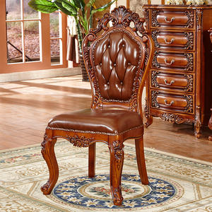 Ghế ăn lưng cao bằng gỗ tếch, tay vịn da kiểu Bắc Âu cổ điển - Product Image 3