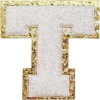 Patchs thermocollants en lettres chenille à paillettes pour vêtements, sacs à dos, décoration de costumes d'équipe
