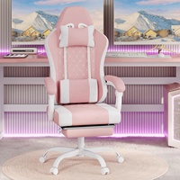 Chaise de bureau gaming E-Sports rose et blanche, chaise de gamer pivotante, chaise de bureau de luxe réglable pour ordinateur, chaise de course, vente en gros DDP