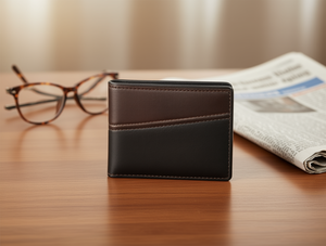 Portafoglio da uomo in vera pelle da 7 pollici con chiusura pieghevole, corto, minimalista, confezione regalo - Product Image 2