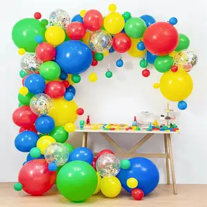 Kit de guirnalda de globos de colores, arco de globos Multicolor con confeti para carnaval, circo, Fiesta, boda y cumpleaños