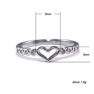 Bague en argent 925 en forme de cœur Q441 avec cristaux de strass sertis en canal, bijoux fins pour femmes, cadeau - Product Image 6