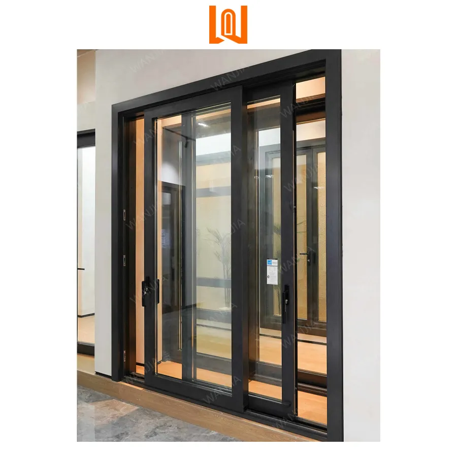 WANJIA Hurricane Proof House Outdoor Double Tempered Glass Exterior Sliding Glass doors