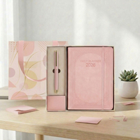 Ensemble de carnet de notes d'affaires de luxe en cuir PU A5 avec logo personnalisé, couverture rigide, cadeau d'entreprise avec stylo