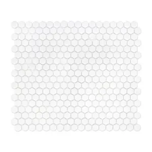 Sunwings Recycled Glass Mosaic Tile | Stock In US | White Hexagon Matte Mosaics Wall And Floor Tile