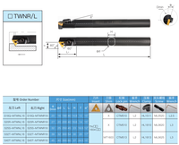 Porte-outil de tournage interne pour tour CNC 60 degrés S16Q-MTWNR/L16 pour plaquette TNMG16, diamètre 16 mm, dureté HRC42-60