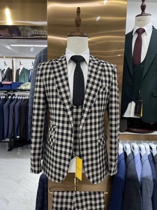 S021N <span class=keywords><strong>3</strong></span> pièces hommes Plaid <span class=keywords><strong>costume</strong></span> bouton fermeture tissu grande taille décontracté hôte mariage transfrontalier commerce extérieur pour la fête - Product Image 5