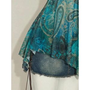 Women's Chiffon Halter <b>Top</b> Empire Waist Asymmetrical <b>Flowy</b> Backless Party Club Outfit Breathable - Product Image 6