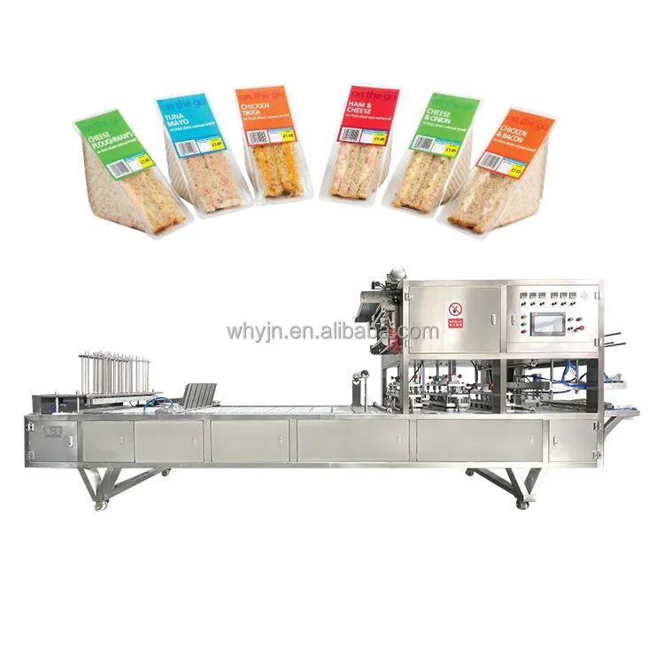 Automatic Continuous Take Away Food Sandwich Wedge Cardboard Box Filling Sealing Packaging Machine