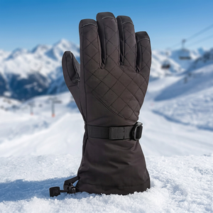 Gants d'hiver pour hommes, softshell, imperméables, coupe-vent, thermiques, isolés, pour le ski de fond en plein air, avec fermeture à cordon - Product Image 4