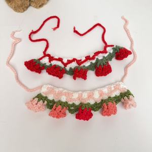 Handmade Knitted Lily Of The Valley Pet Collar For Small Medium Cats Dogs Four Seasons Flower Pattern Bib <b>Scarf</b> Accessory - Product Image 2