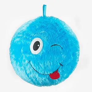 绒毛快乐丑陋的脸毛绒玩具球充气弹跳织物pvc球