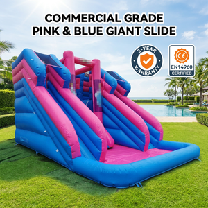 Toboggan <span class=keywords><strong>Gonflable</strong></span> Géant Double Commercial en PVC 0,55 mm à Coutures Renforcées, pour Utilisation Humide et Sèche, avec Souffleur, Capacité 400 kg, Idéal pour Événements - Product Image 2