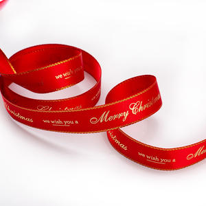 Pita Grosgrain Mewah Berkualitas Tinggi untuk Natal, Lebar 4cm (1,5 Inci), Satin dengan Cetakan Foil Emas dan Perak - Product Image 2