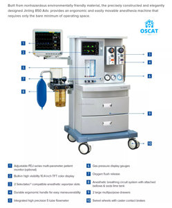OSCAT 수의학 장비 전문 마취기 10.4인치 TFT 디스플레이 내장형 환기장치 CE 인증 - Product Image 3