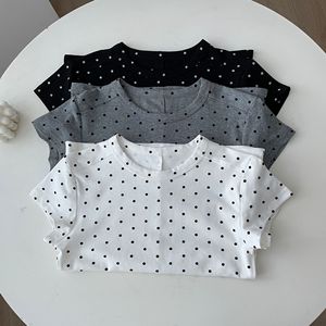 Vendita calda t-shirt estive a maniche corte da donna nuovi top dimagranti alla moda con girocollo a <span class=keywords><strong>pois</strong></span> realizzati in tessuto t-shirt - Product Image 4