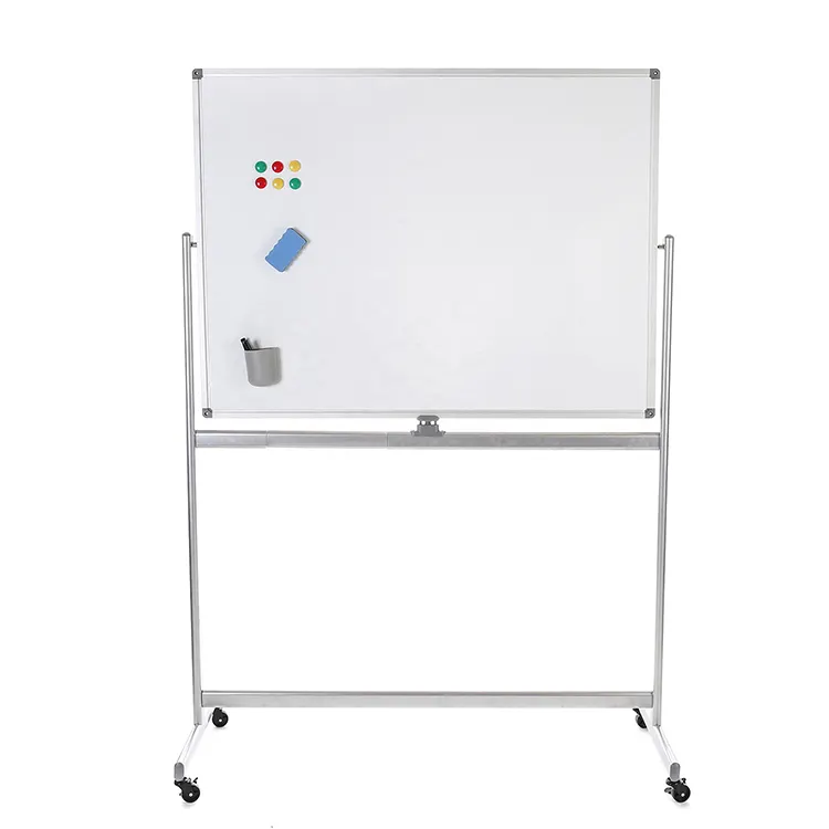 Free standing whiteboard reversible double sided dry erase magnetic mobile whiteboard stand with wheels for home office school
