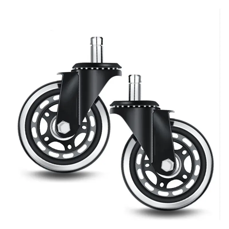 ZHUOMIAO Factory Furniture Chair Castor Wheel Swivel 3 inch PU Roller Office Chair Caster Wheel replacement