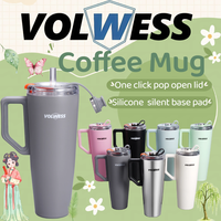 Gobelet de luxe 38oz à double paroi en acier inoxydable 18/8, pour eau et café, avec poignée et paille – Idée cadeau parfaite