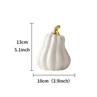 Ensemble de décorations d'intérieur en céramique en forme de citrouille, style luxueux discret, orange/blanc, avec des accents dorés brillants