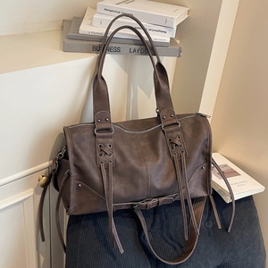 Borse a tracolla Vintage da <span class=keywords><strong>donna</strong></span> borse a tracolla borse da motociclista nero grigio grande capacità Tote <span class=keywords><strong>borsa</strong></span> a mano - Product Image 6