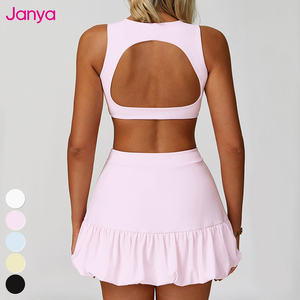 Janya katı nefes Pickleball giymek spor Yoga <span class=keywords><strong>2</strong></span> parça setleri spor tenis etek kadınlar için yan cep şort ile Set - Product Image 3