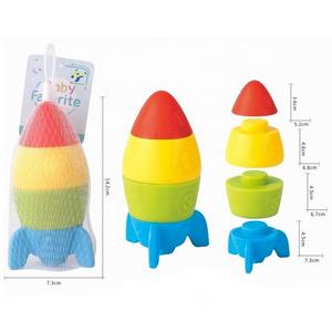 Jouet <span class=keywords><strong>de</strong></span> <span class=keywords><strong>bain</strong></span> en PVC souple pour bébé en forme <span class=keywords><strong>de</strong></span> fusée, <span class=keywords><strong>puzzle</strong></span> musical empilable, grand bloc <span class=keywords><strong>de</strong></span> construction, tour d'équilibre, amusant pour les enfants - Product Image 6