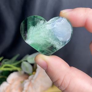 Cristal de Fluorita en Forma de Corazón, Piedra Natural Pulida para Decoración del Hogar y Regalos Navideños, Venta al por Mayor - Product Image 3