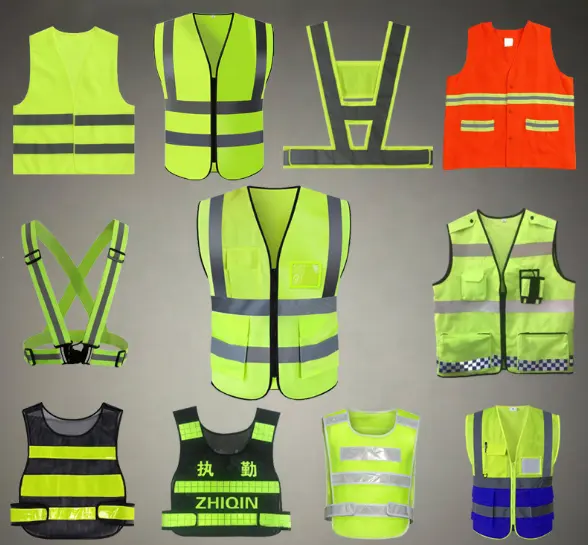 Bulk In Stock High Visibility Men's Adjustable Safety Security Vest Belt Traffic Reflective Jacket