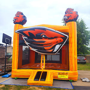 Château gonflable en PVC de 18 oz, thème des castors 3D, protection UV, ignifuge, avec une capacité maximale de 600 kg - Product Image 1